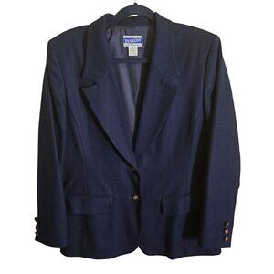 Pendleton 100% Virgin Wool Navy Blue Classic 2 Crested Button Blazer Size 12